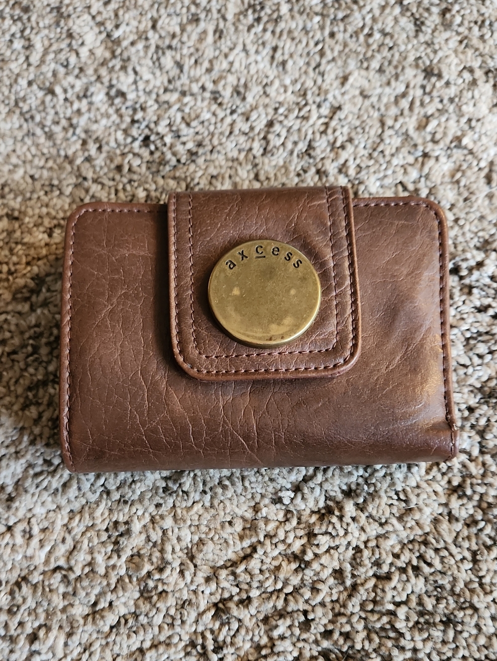 axcess Brown Leather Snap Wallet